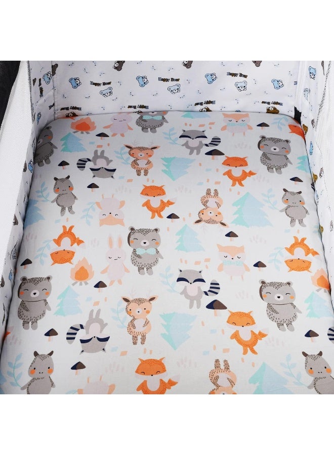 Tontukatu Tontukatu Bassinet Sheet Set 3 Pack Jersey Knit Ultra Soft Flexible Breathable Baby Girl Boy Fit for Halo, MiClassic, Chicco Lullago Mattress and More, Elephant Tiger, Fox & Grey - Image 2