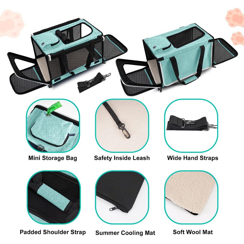 GAPZER Small Dog Carrier for Puppy Yorkshire Softshell Car Transport Chihuahua Carry Cage 18-inch Collapsible Doggie Vet Visit Crate Easy Load Roomy Pet Carrier Bag Kennel Dog Essentials Teal - Image 3