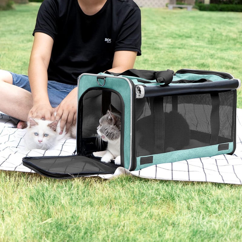GAPZER Small Dog Carrier for Puppy Yorkshire Softshell Car Transport Chihuahua Carry Cage 18-inch Collapsible Doggie Vet Visit Crate Easy Load Roomy Pet Carrier Bag Kennel Dog Essentials Teal - Image 5