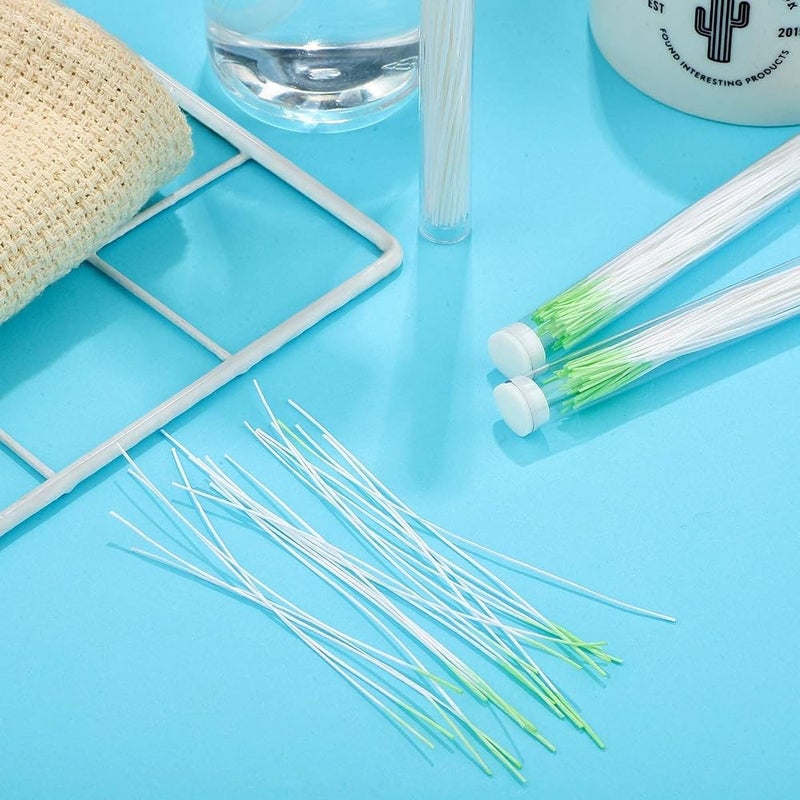 Bukela Earrings Hole Cleaner 180 Pieces Rose Fragrance Odor Removal Ear Care Kit Piercing Floss Disposable Piercing Aftercare Piercing Cleaning Line Ear Piercing Care Cleaning Tool (Green) - Image 5