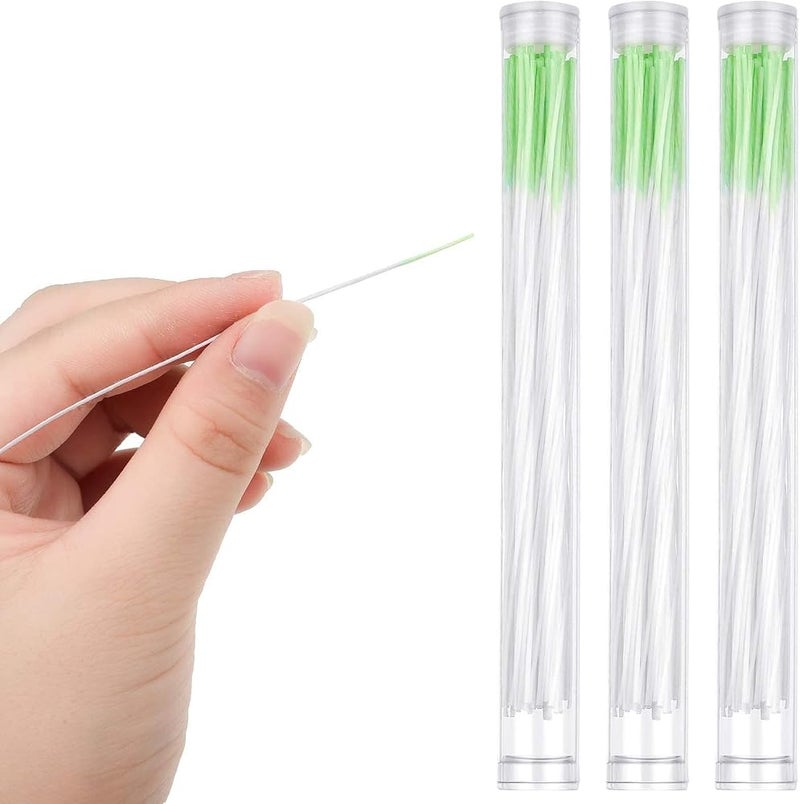 Bukela Earrings Hole Cleaner 180 Pieces Rose Fragrance Odor Removal Ear Care Kit Piercing Floss Disposable Piercing Aftercare Piercing Cleaning Line Ear Piercing Care Cleaning Tool (Green) - Image 1