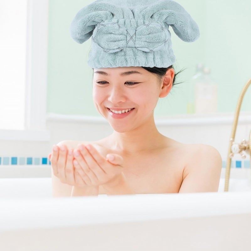 Coral Velvet Hair Towel Cap With Bow Fast Drying Absorbent Shower Hair Wrap - Image 4
