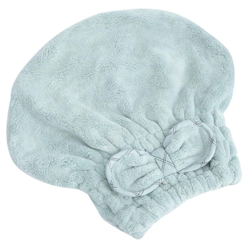 Coral Velvet Hair Towel Cap With Bow Fast Drying Absorbent Shower Hair Wrap - Image 2