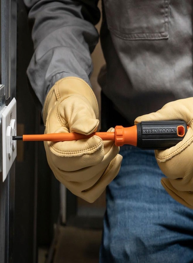 Klein Tools 6816INS Insulated Screwdriver, Made in USA, 1000V 3/16-Inch Cabinet Tip Screwdriver with 6-Inch Shank, Tip-Ident, Cushion-Grip Handle - Image 3