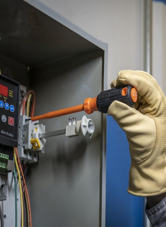 Klein Tools 6816INS Insulated Screwdriver, Made in USA, 1000V 3/16-Inch Cabinet Tip Screwdriver with 6-Inch Shank, Tip-Ident, Cushion-Grip Handle - Image 4