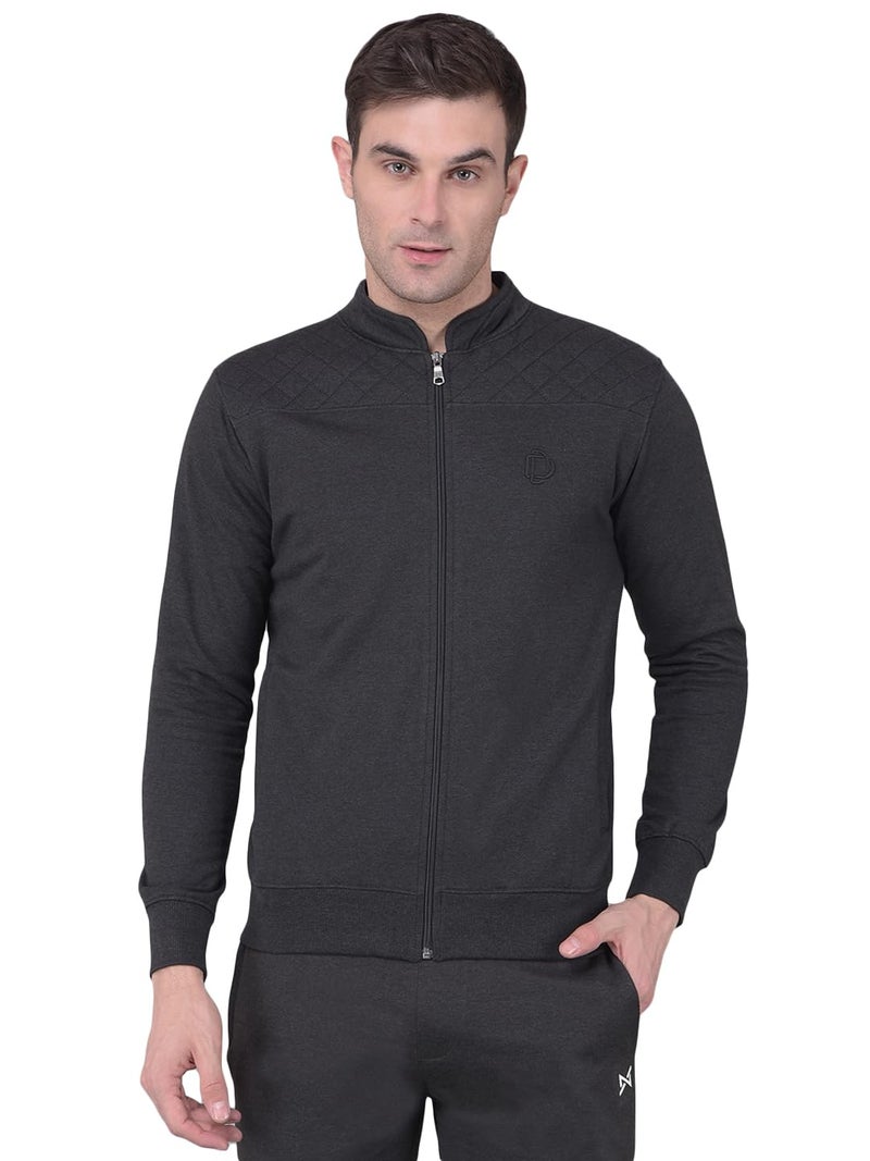 Dollar Mens Cotton Coat Jacket (Medium, Charcoal Melange) - Image 1