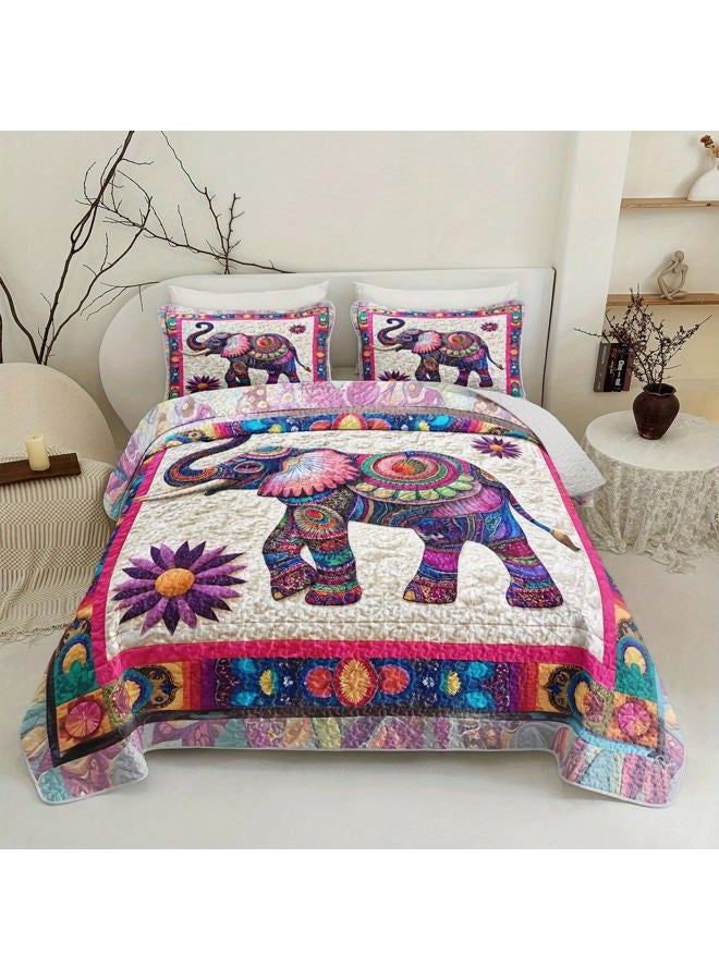 Tuzaovy Mandala Elephant Quilt Bedding Set Queen Size for Kid Teen Room Decor,Bohemian Vintage Bedspread Sets Bedding Queen Size,Bohemian Elephant Bed Cover for Boys and Girls Bedroom Decor - Image 1