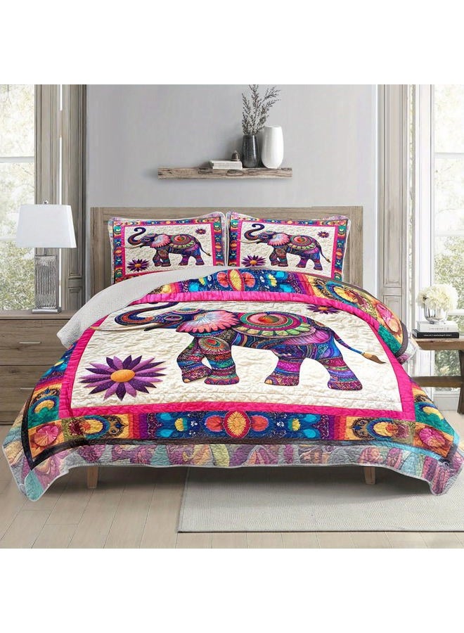 Tuzaovy Mandala Elephant Quilt Bedding Set Queen Size for Kid Teen Room Decor,Bohemian Vintage Bedspread Sets Bedding Queen Size,Bohemian Elephant Bed Cover for Boys and Girls Bedroom Decor - Image 5