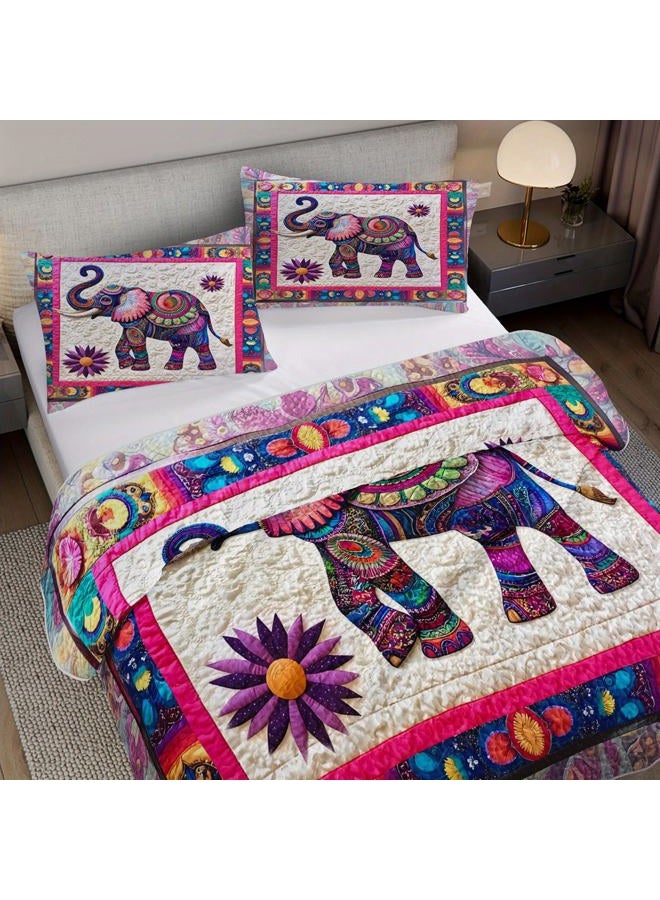 Tuzaovy Mandala Elephant Quilt Bedding Set Queen Size for Kid Teen Room Decor,Bohemian Vintage Bedspread Sets Bedding Queen Size,Bohemian Elephant Bed Cover for Boys and Girls Bedroom Decor - Image 4