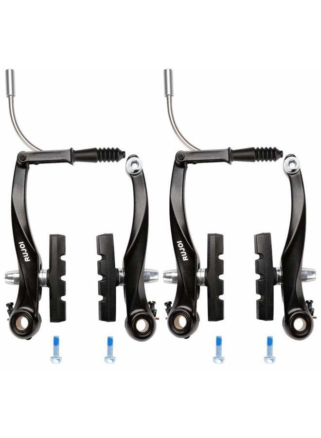 RUJOI Bike Brakes Set,Mountain Bike V Brakes Type,V-Brake Replacement Set for MTB, Road Bike,BMX,E Bike Black (2 Pack) - Image 1