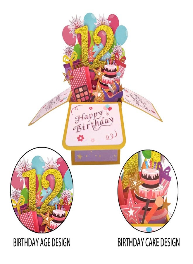 Asmallgf Sweet 12th Birthday Pop Up Birthday Card for Girl Boy, Great 12 Years Old Birthday Gift for Daughter Niece, Happy Twelve Bday Popup Card for Sister Brother, Unique 12 Birthday Gift Idea for - Image 5