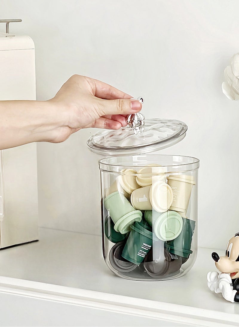 لوبيتيز عامة واضحة جرة تخزين الأكريليك مع غطاء الدب التدي، 1400 مل سعة، حاوية مقاومة للكسر لتخزين المطبخ - Image 1