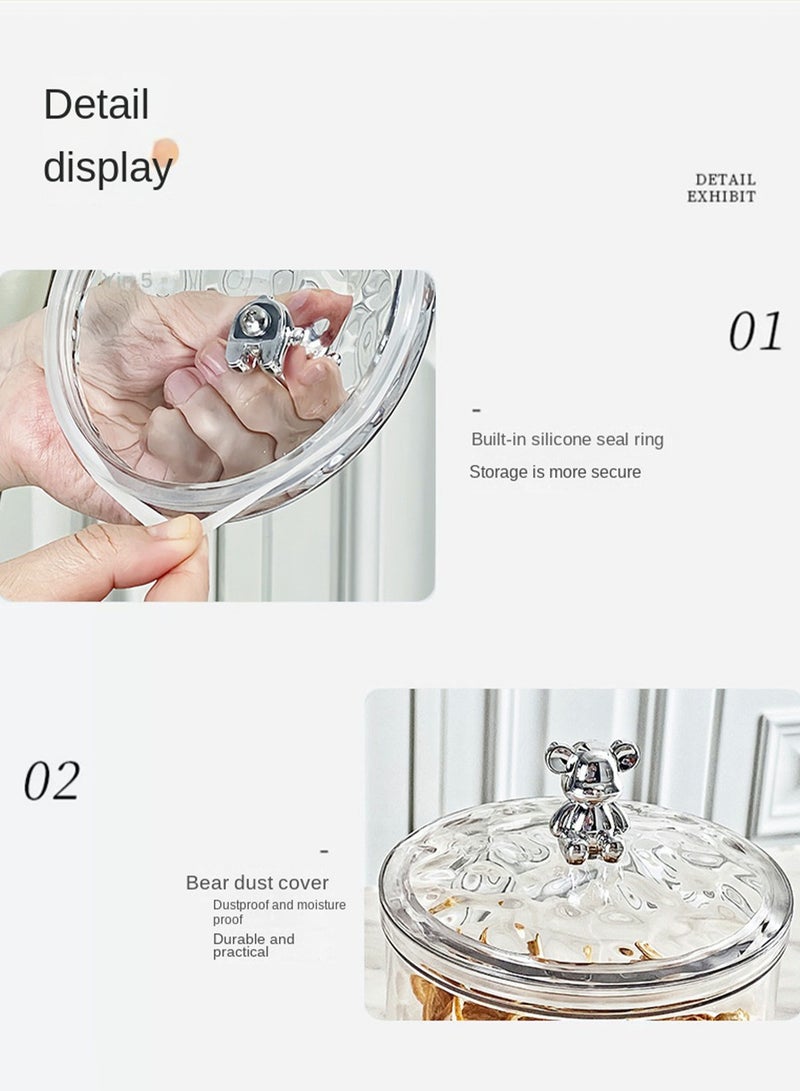 لوبيتيز عامة واضحة جرة تخزين الأكريليك مع غطاء الدب التدي، 1400 مل سعة، حاوية مقاومة للكسر لتخزين المطبخ - Image 4