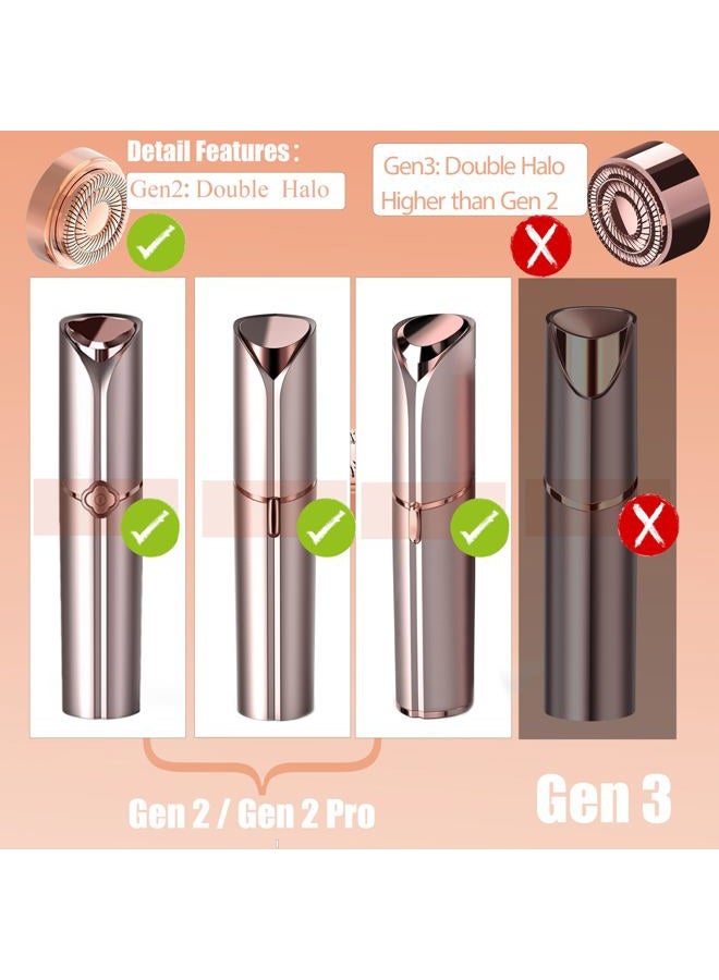 gurelax Facial Hair Remover Replacement Heads for Flawless Gen 2 Double Halo,Compatible with Finishing Touch,18K Gold-Plated Rose Gold,2 Painless blads and Exquisite Flannel Bag - Image 3