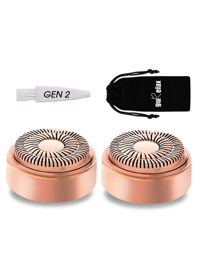gurelax Facial Hair Remover Replacement Heads for Flawless Gen 2 Double Halo,Compatible with Finishing Touch,18K Gold-Plated Rose Gold,2 Painless blads and Exquisite Flannel Bag - Image 1