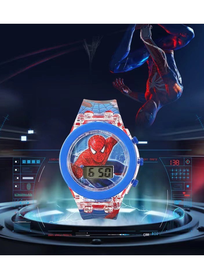 شاربدو ساعة الأطفال الكرتونية الباعثة للضوء من Marvel Spider-Man للأولاد والبنات مع شاشة LCD وميض ضوء ساعة لعبة إلكترونية  - Image 3
