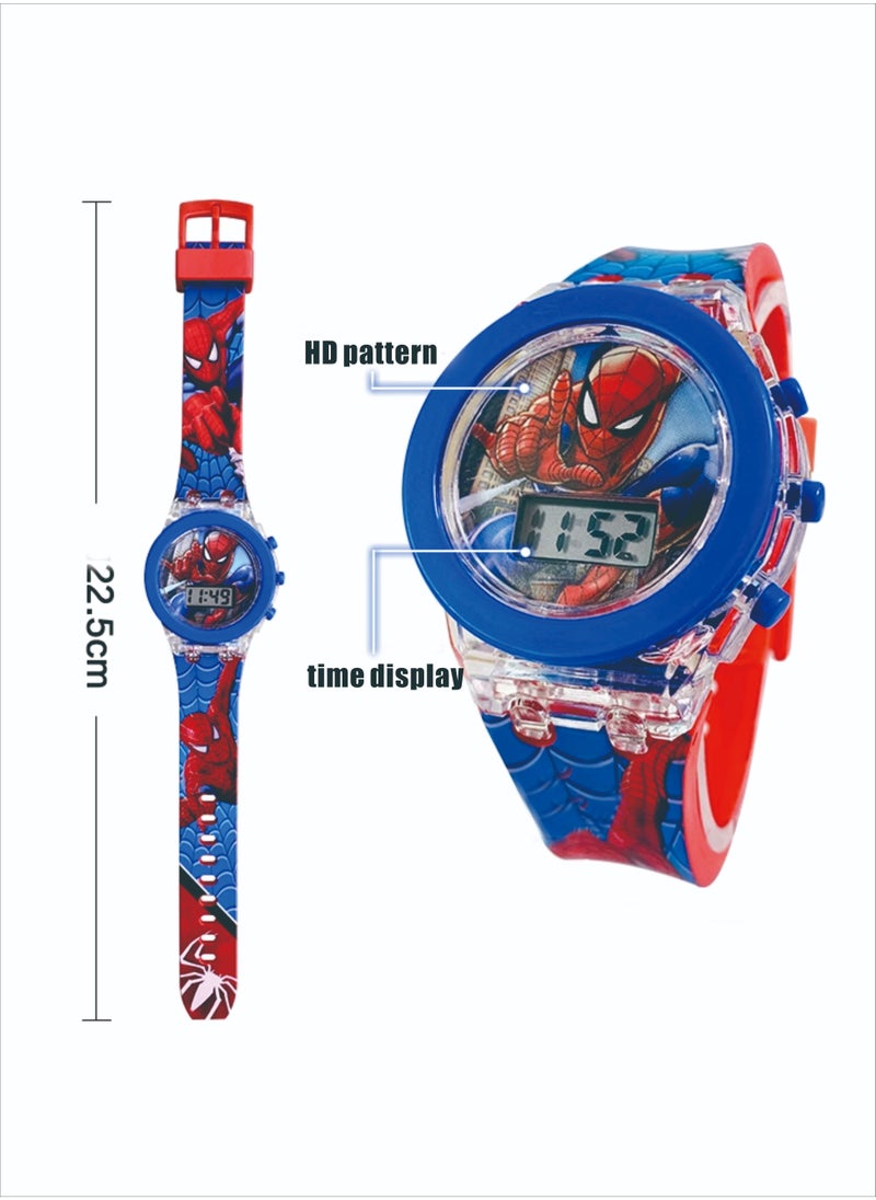شاربدو - ساعة الأطفال الكرتونية الباعثة للضوء من Marvel Spider-Man للأولاد والبنات مع شاشة LCD وميض ضوء ساعة لعبة إلكترونية - Image 1