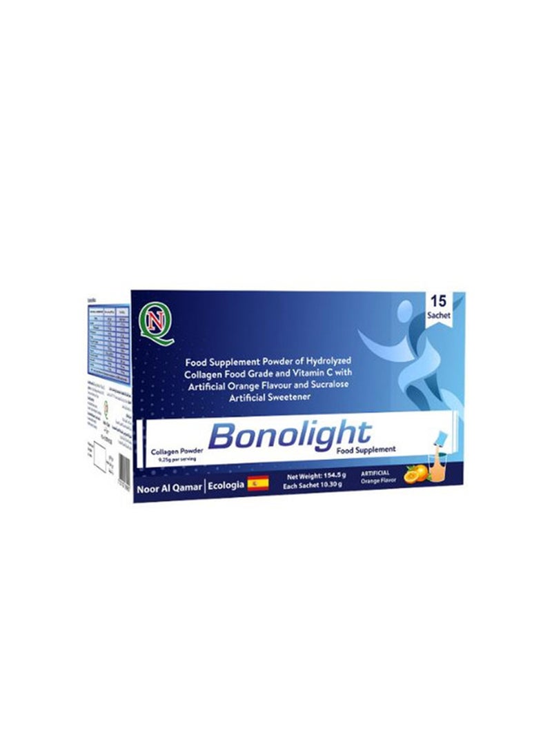 Noor AlQmar Bonolight Hydrolysed Collagen, Contains Vitamin C And Resveratrol To to fight aging signs, enhance skin glow, and strengthen hair and nails – all with a 100% natural formula made in Spain - 15 Sachets - Image 2