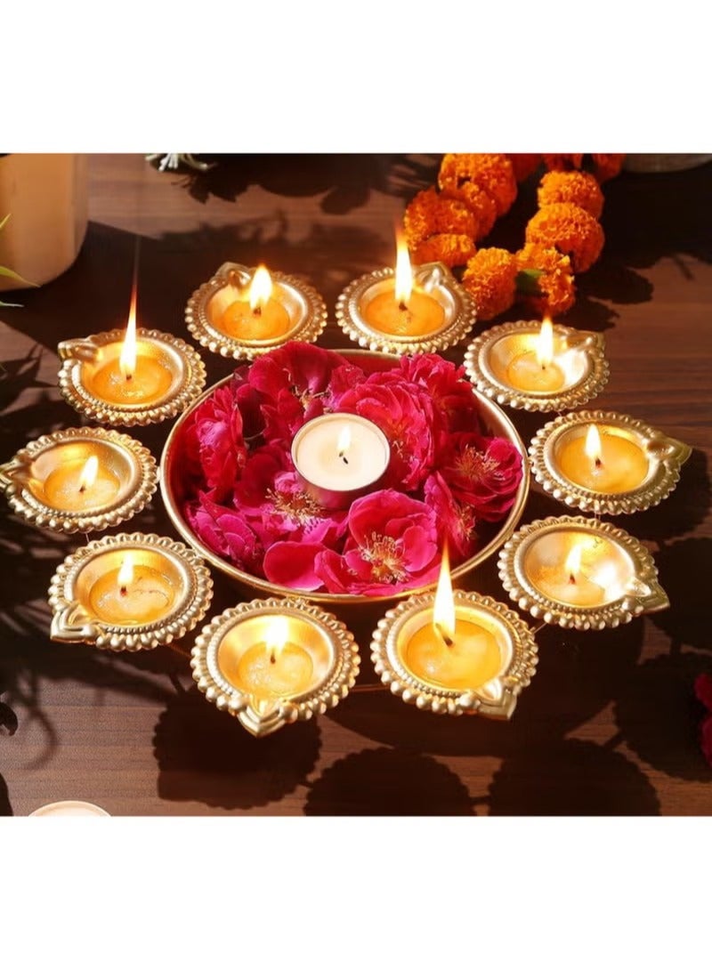 وعاء أورلي تقليدي دائري في صندوق كرتون أسود (عبوة قطعة واحدة)، حامل شموع تيلايت، حامل شموع، زينة ديوالي، ديكور ديوالي، هدايا ديوال - Image 1