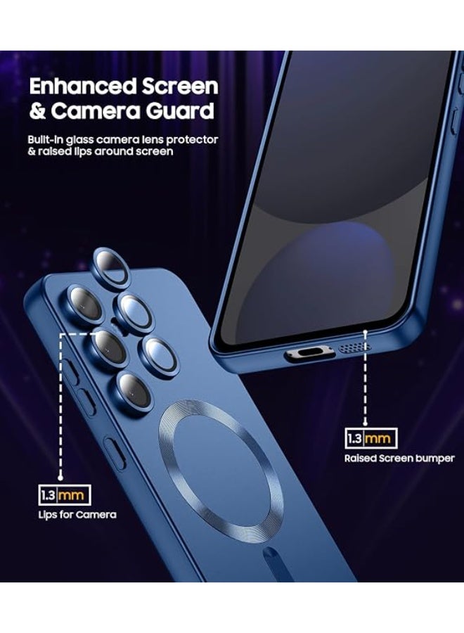 Compatible with Magnetic for Samsung Galaxy A56 5G Case [Compatible with MagSafe][Built-in Camera Lens Protector] Slim Soft Silicone Bumper Shockproof Metallic Luster Phone Case (Blue) - Image 2