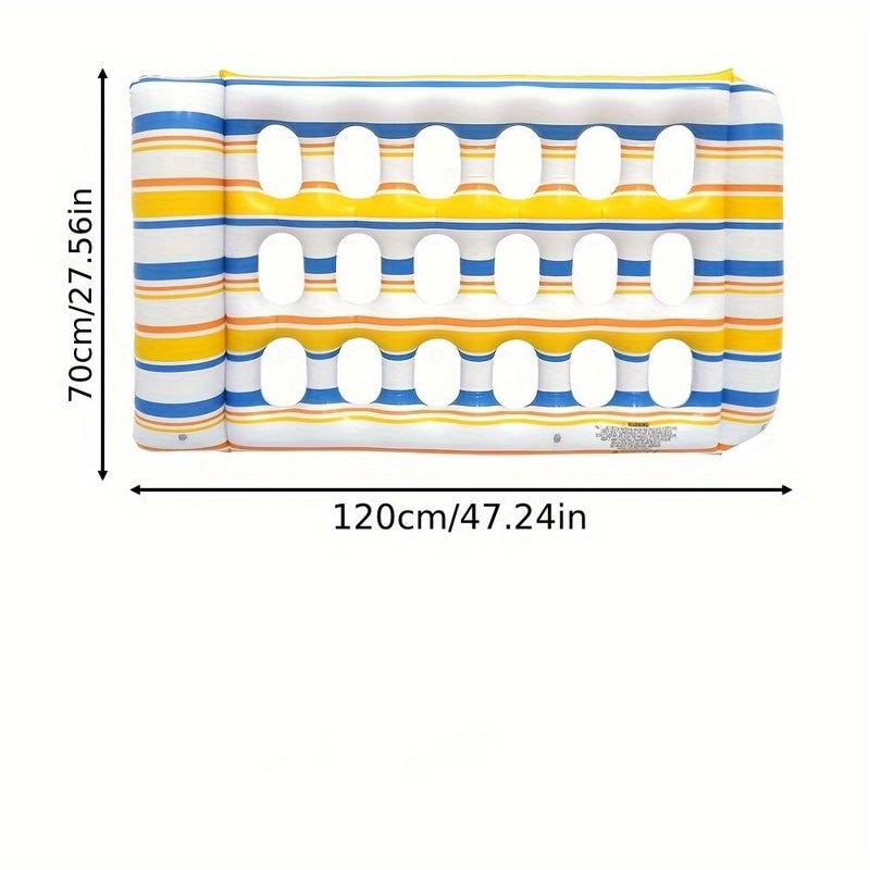 Blue Yellow Inflatable Water Lounge Chair PVC Thickened Float Bed Foldable For Pool Beach - Image 4