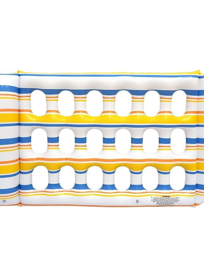 Blue Yellow Inflatable Water Lounge Chair PVC Thickened Float Bed Foldable For Pool Beach - Image 1