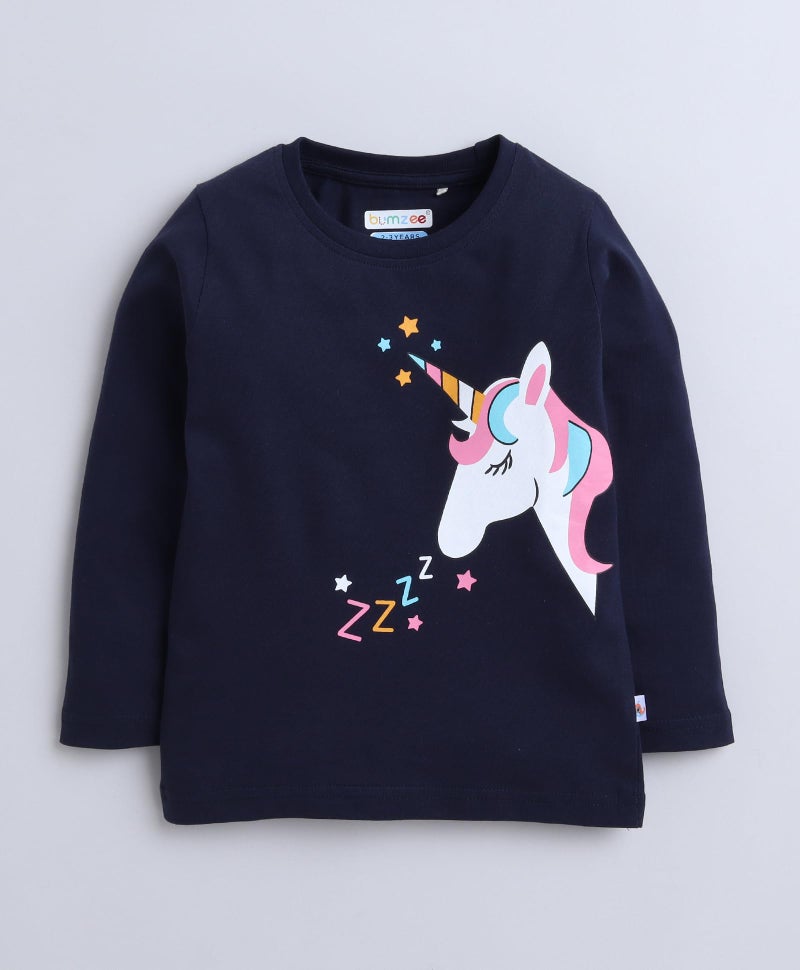 BUMZEE Navy Girls Full Sleeves T-Shirt & Pyjama Set Age - 6-7 Years (Peb4138J-navy) - Image 2