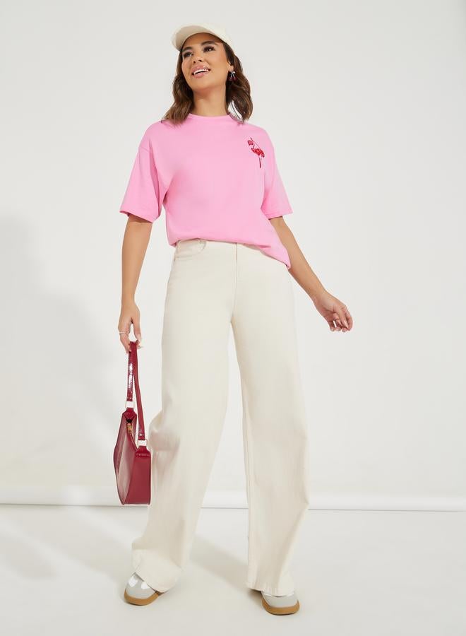 Styli Basic High Rise Full Length Wide Leg Jeans - Image 1