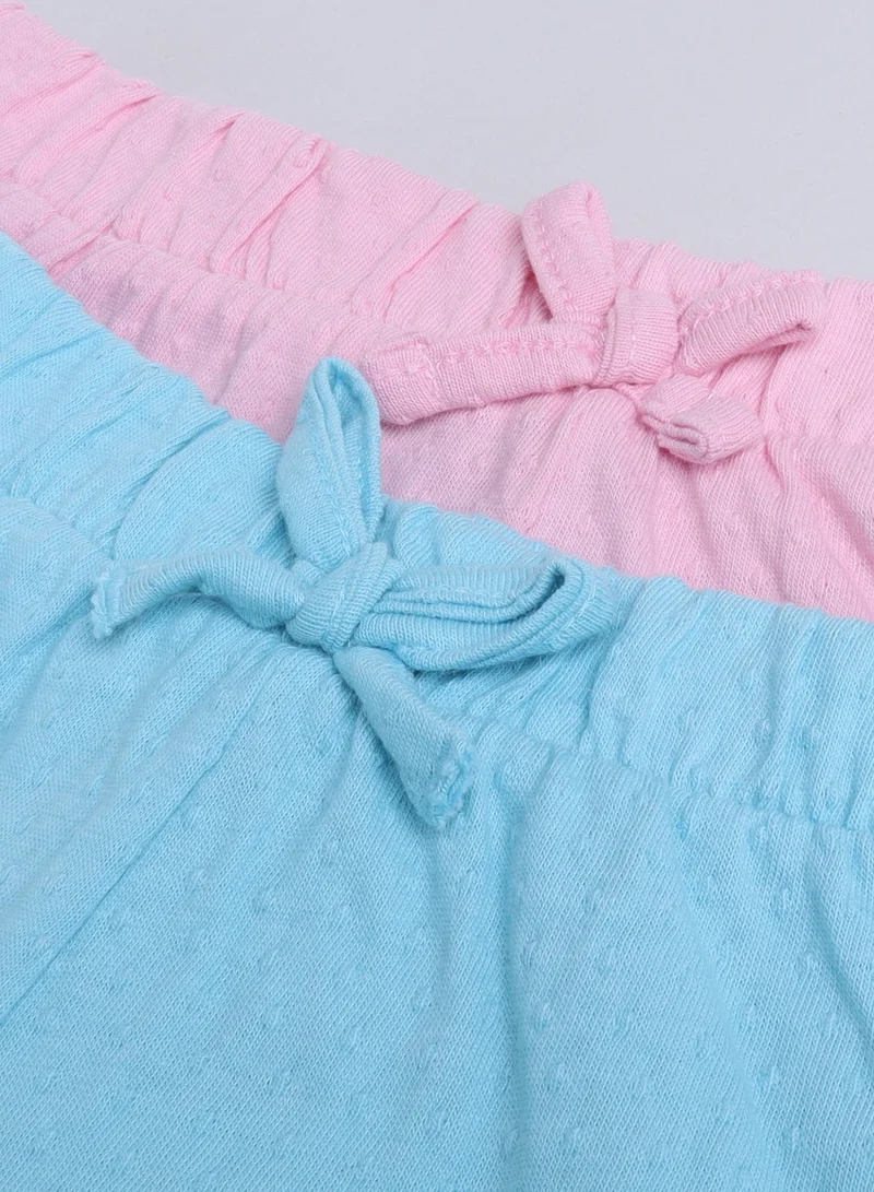 Victor And Jane  Victor and Jane Girls' Jacquard Shorts with Elasticated Waistband and Ruffle Trim- Pink and Blue-Pack of 2 for Women | Best Price UAE