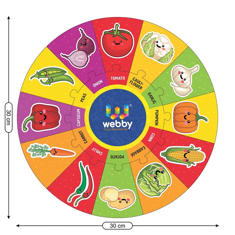 Webby Vegetables Wooden Round Jigsaw Puzzle, 13 Pcs - Image 4