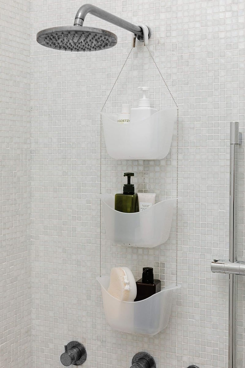 Umbra Bask White Hanging Shower Caddy - 3-Basket Bathroom Organizer for Shampoo and Bath Supplies - Image 2
