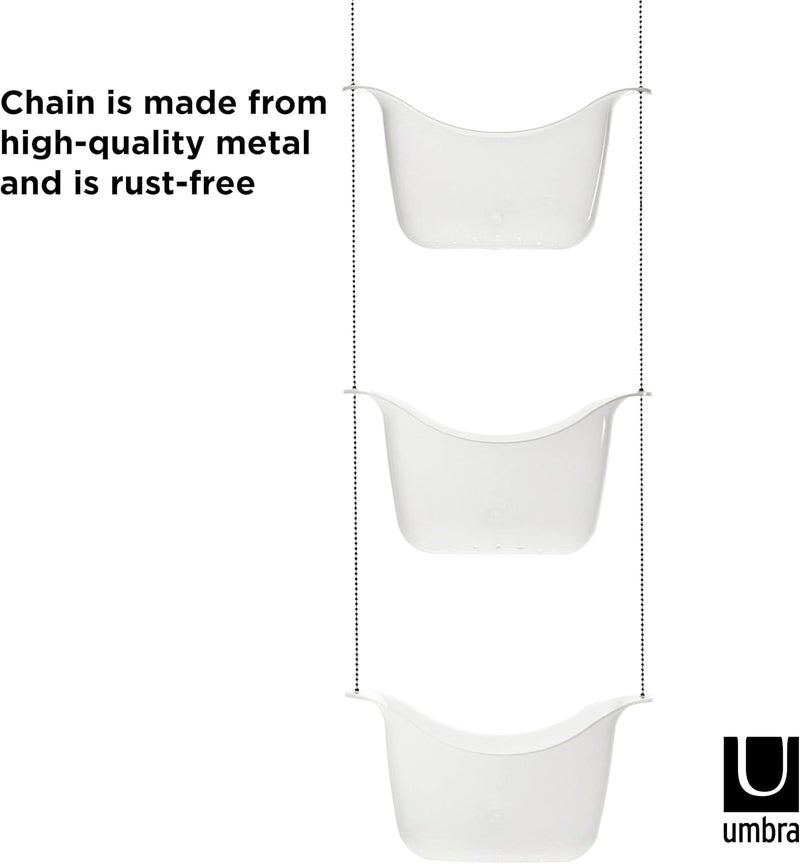 Umbra Bask White Hanging Shower Caddy - 3-Basket Bathroom Organizer for Shampoo and Bath Supplies - Image 5
