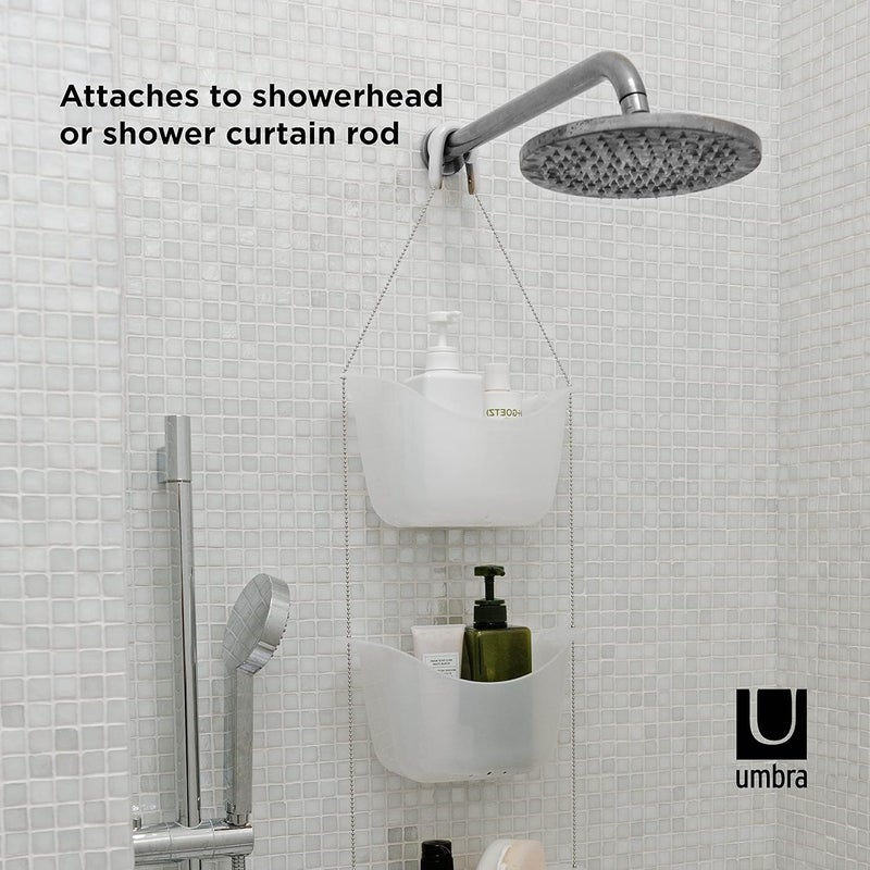 Umbra Bask White Hanging Shower Caddy - 3-Basket Bathroom Organizer for Shampoo and Bath Supplies - Image 4