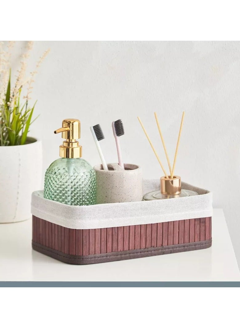 Home Box Knock Down Bamboo Collapsible Small Storage Basket 25x15x8 cm - Image 1