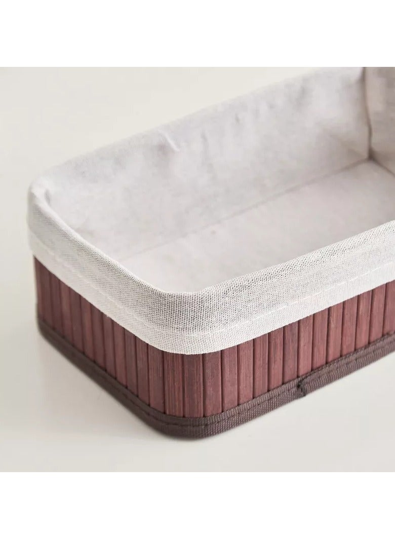 Home Box Knock Down Bamboo Collapsible Small Storage Basket 25x15x8 cm - Image 4