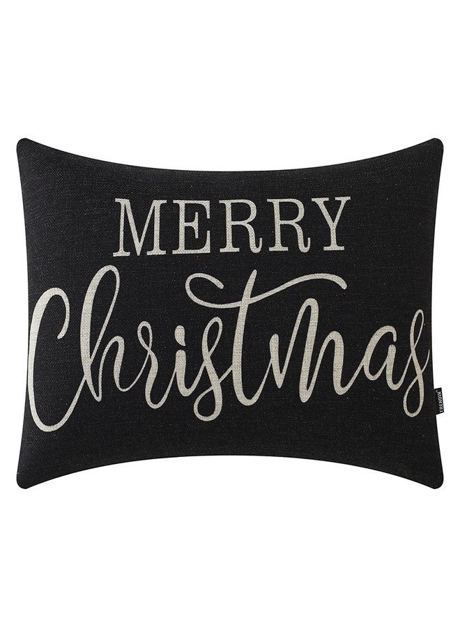 TRENDIN Christmas Throw Pillow Cover 20x12 inch, Black Lumbar Throw Pillowcase, Home Chair Office Winter Decorations Linen Cushion Cover for Sofa Couch PL703TR - Image 1