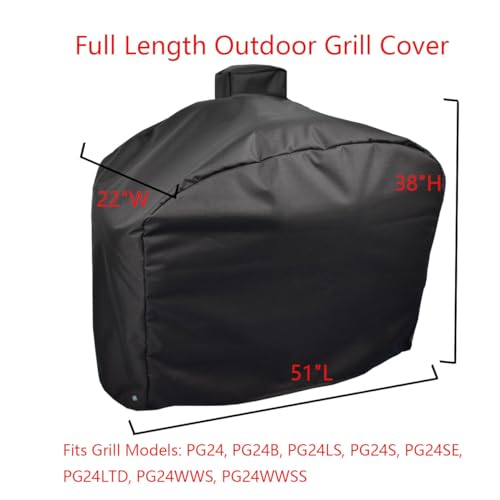 Mini Lustrous Full-Length Cover Copmpatibel with Camp Chef DLX 24", SmokePro 24", Woodwind Pellet Grills, Waterproof Anti-UV Weather Resistant Material Outdoor Patio Grill Cover, Black - Image 2