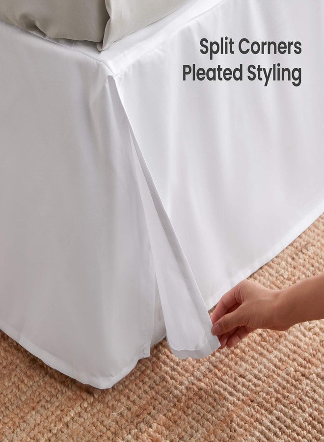 SLEEP ZONE Pleated Bed Skirts Queen Size, 15 inch Tailored Drop Easy Fit Bedskirt, Anti-Static, Fade Resistant (Queen, White) - Image 5