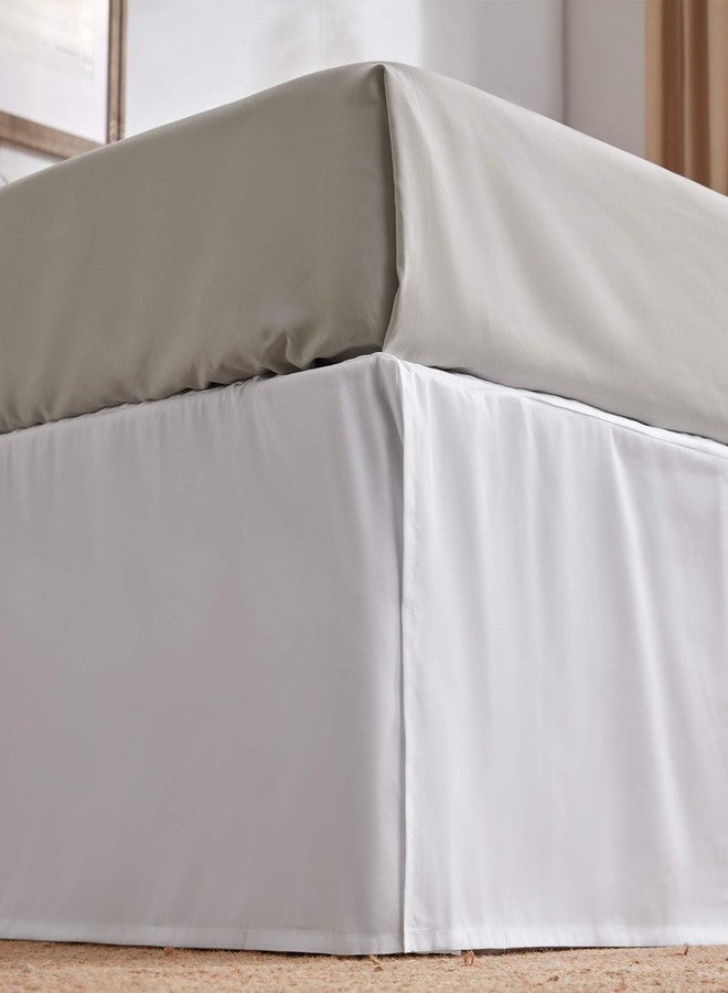 SLEEP ZONE Pleated Bed Skirts Queen Size, 15 inch Tailored Drop Easy Fit Bedskirt, Anti-Static, Fade Resistant (Queen, White) - Image 1