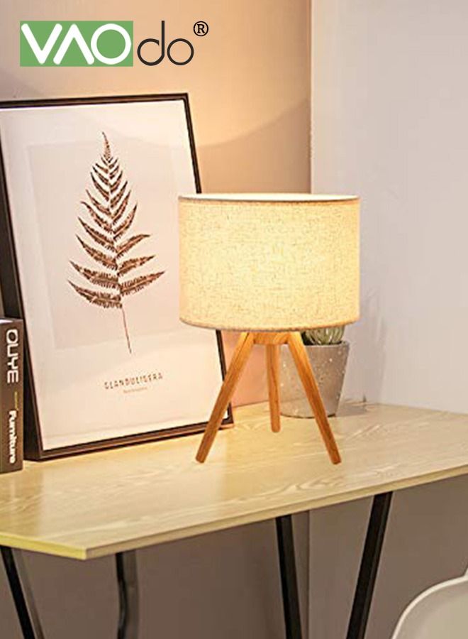 فاو دو 3-لون LED الجدول مصباح السرير منضدة مصباح بسيط مكتب مصباح النسيج مصباح طاولة خشبي لغرفة النوم غرفة المعيشة مكتب الدراسة - Image 2