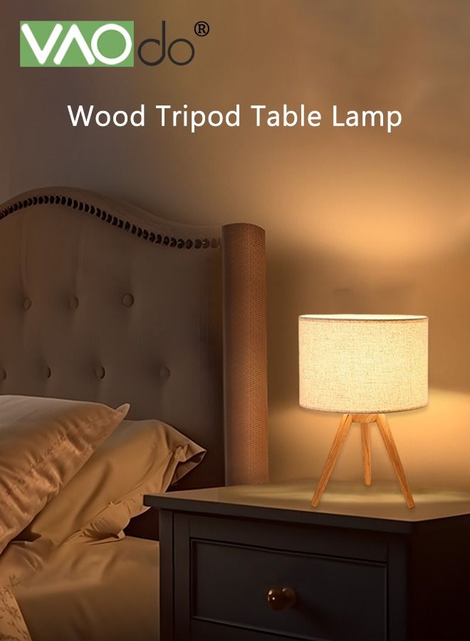 فاو دو 3-لون LED الجدول مصباح السرير منضدة مصباح بسيط مكتب مصباح النسيج مصباح طاولة خشبي لغرفة النوم غرفة المعيشة مكتب الدراسة - Image 4