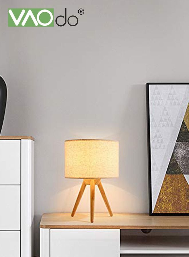 فاو دو 3-لون LED الجدول مصباح السرير منضدة مصباح بسيط مكتب مصباح النسيج مصباح طاولة خشبي لغرفة النوم غرفة المعيشة مكتب الدراسة - Image 5