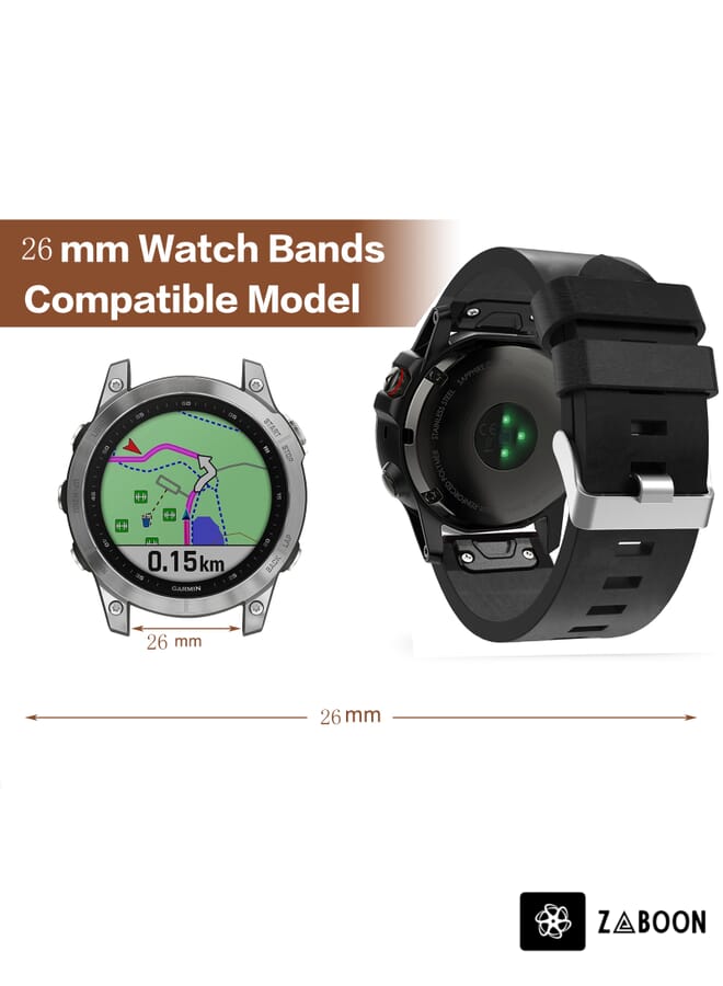Zaboon Garmin Fenix 7X Solar 26mm Leather Steel Buckle Watch Band - Image 5