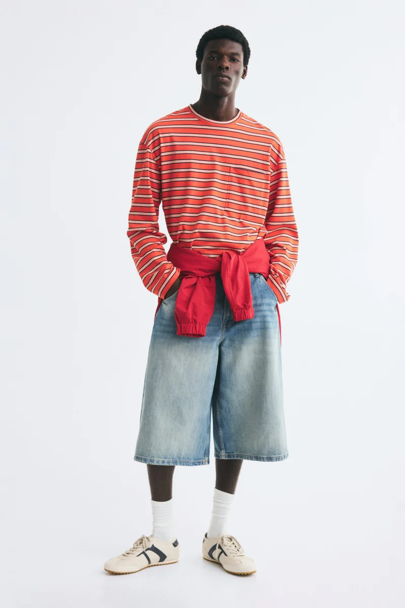 H&M Oversized Fit Long-sleeved Interlock T-shirt