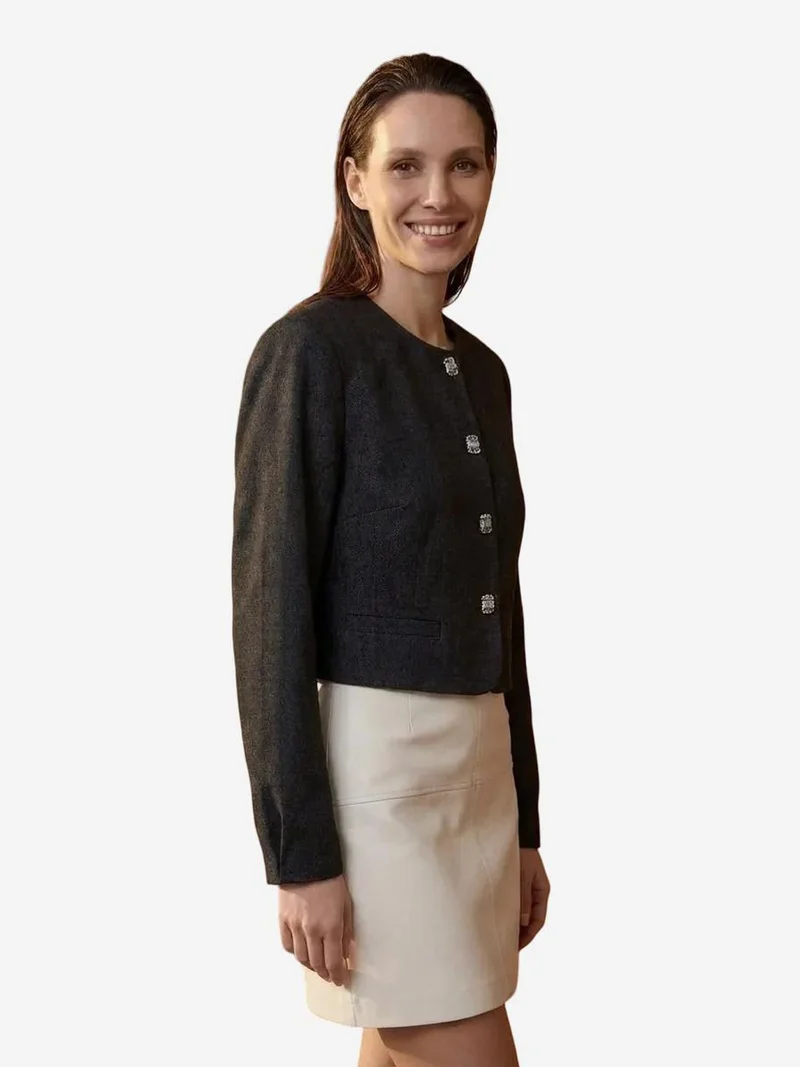 My Fashion Black MY FASHION Tailored Button Closure Short Jacket for Women | Best Price UAE