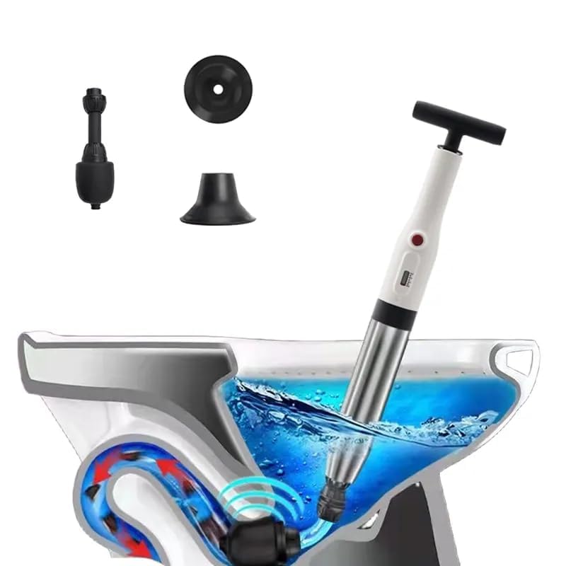 Cyrox Toilet Plunger Plumbing Tools Plungers Applied to Sink, Bathroom, Floor Drain, Clogged Pipe Stainless Steel High Pressure Toilet Dredge Drain Clog Remover (1Pcs) - Image 3