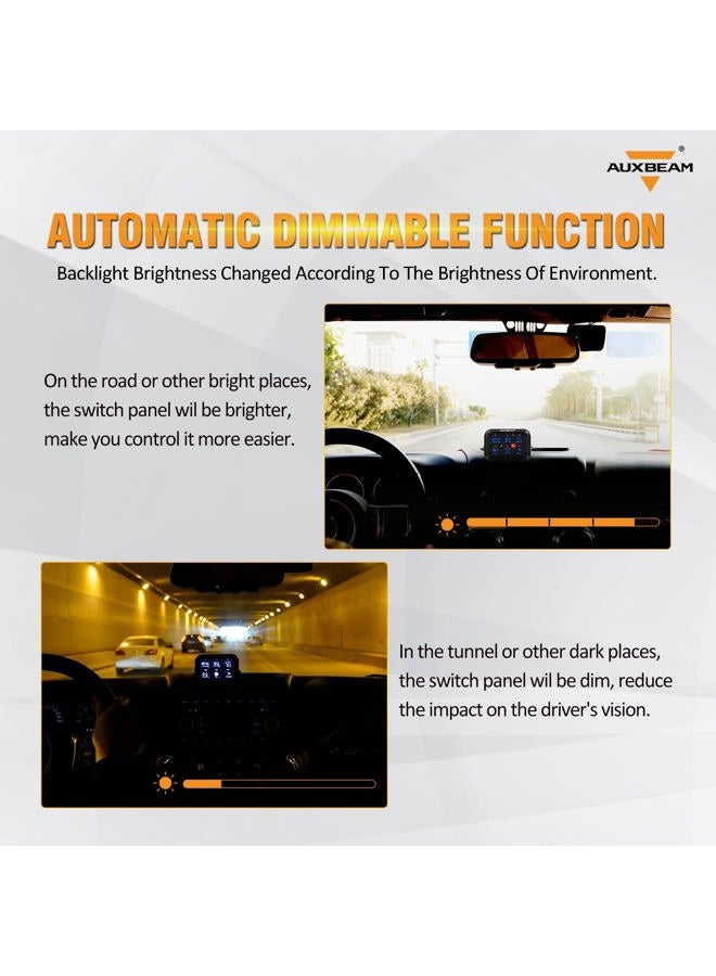 Auxbeam لوحة مفاتيح 6 Gang، نظام تحكم دائري عالمي مع صندوق ريلاي مع مفتاح LED قابل للتعتيم تلقائيًا لمركبة البيك أب والشاحنة والقارب وUTV وSUV (أزرق) - Image 4