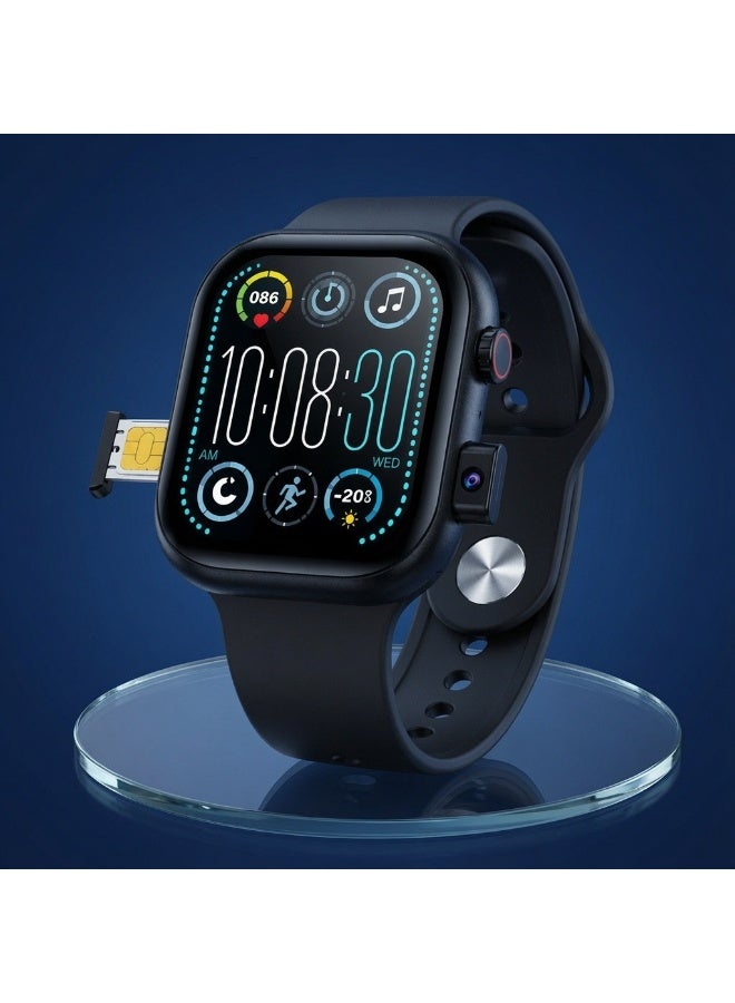 Smartberry SM402 2.2 Inch HD Smart Watch with SIM Card Slot, Front Camera, Bluetooth 5.3, Wireless Charging, Dual Watch Straps, 480mAh Battery, Multi Sport Modes, Android Smartwatch for Men & Women Black - Image 3