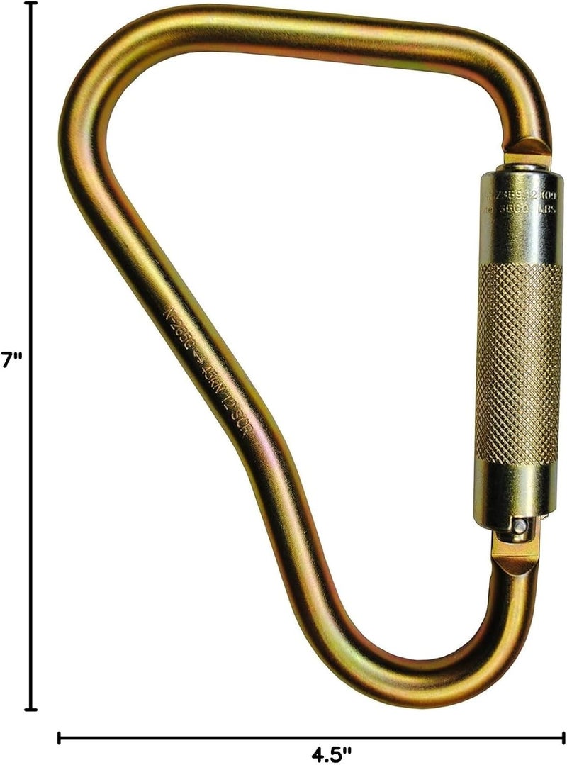 WestFall Pro 7430 8 1/4 in Steel Carabiner, ANSI 45kN Heavy Duty Auto Twist Lock Carabiner Clip, Construction, Tower Climbing, Utility Fall Protection - Image 4