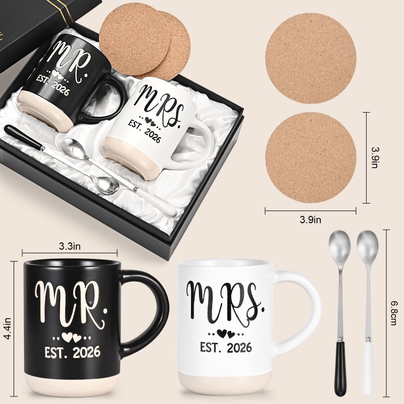 Cabtnca Mr and Mrs Est 2026 Mugs Set 16Oz, Weding Gifts for New Couples, Mr and Mrs Valentine's Day Gifts, His and Hers Coffee Mugs Set for Newlyweds Bride and Groom - Image 5